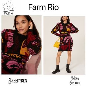 Farm Rio Black Tropical Magic Sweater Dress Small